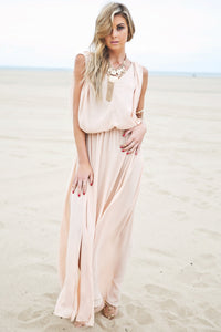 Molin Front Slits Chiffon Maxi Dress - Haute & Rebellious