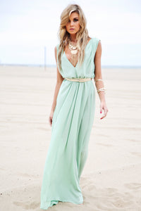 Grecian Style Flowy Maxi - Mint - Haute & Rebellious