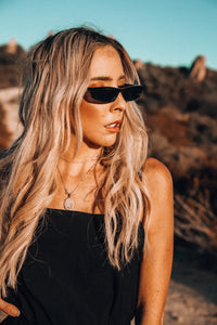 Rectangle Thin Sunglasses - Black