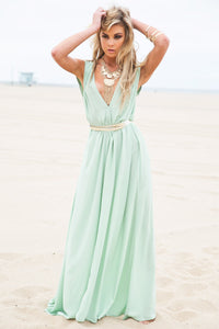 Grecian Style Flowy Maxi - Mint - Haute & Rebellious