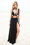Layla Cutout High-Slit Maxi Dress - Black - Haute & Rebellious