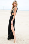 Layla Cutout High-Slit Maxi Dress - Black - Haute & Rebellious