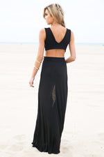 Layla Cutout High-Slit Maxi Dress - Black - Haute & Rebellious