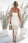 Body-Con Crochet Midi Dress in white
