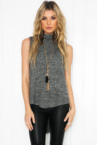 Mauven Knit Sleeveless Top - Grey - Haute & Rebellious