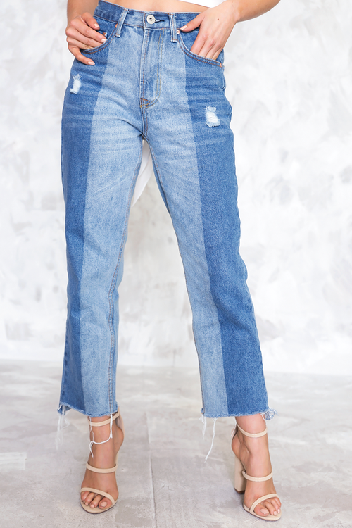 Double Tone Mom High Waisted Denim - Haute & Rebellious