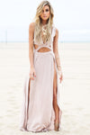 Layla Cutout High-Slit Maxi Dress - Taupe - Haute & Rebellious