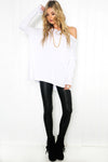 Suzanna Long Sleeve Top - White - Haute & Rebellious