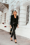 Faux Leather Pants With Contrast Binding