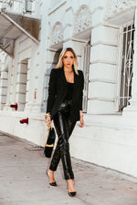 Faux Leather Pants With Contrast Binding