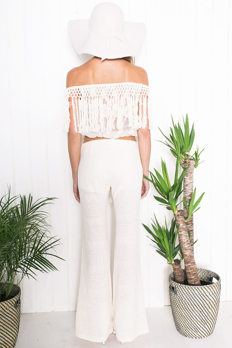 Stacie Bell Bottom Pants - Ivory - Haute & Rebellious