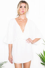 Atley Sheer Bell Sleeve Dress - Ivory - Haute & Rebellious