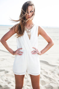 Bestol V-Neck Romper - Ivory - Haute & Rebellious