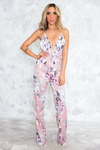 Floral Deep-V Jumpsuit - Blush - Haute & Rebellious
