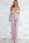 Floral Deep-V Jumpsuit - Blush - Haute & Rebellious