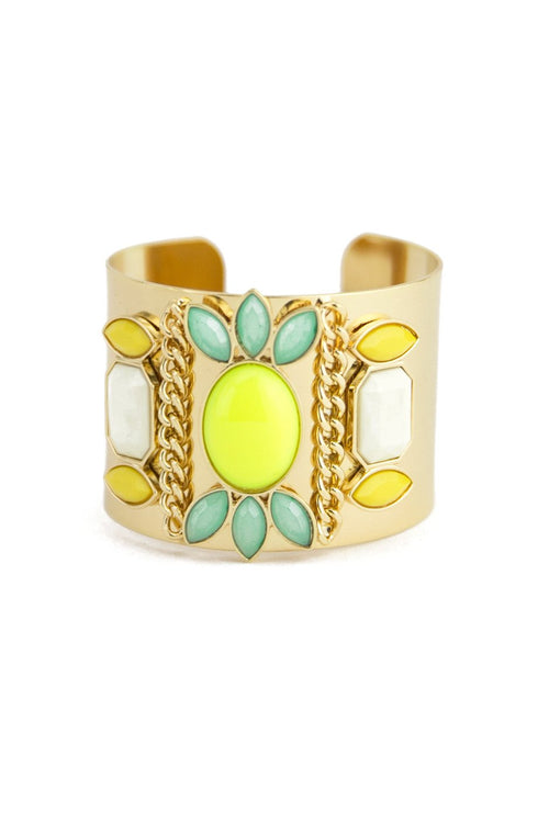 COLORED STONES CUFF - Lime - Haute & Rebellious
