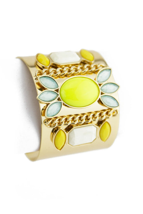 COLORED STONES CUFF - Lime - Haute & Rebellious