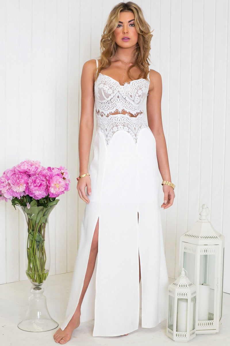 Elanza Slit Lace Maxi Dress - Haute & Rebellious