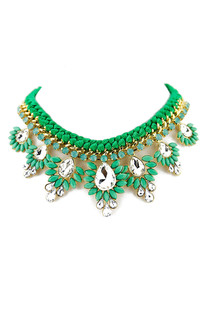 COLORED STONE & CRYSTAL NECKLACE - Green - Haute & Rebellious