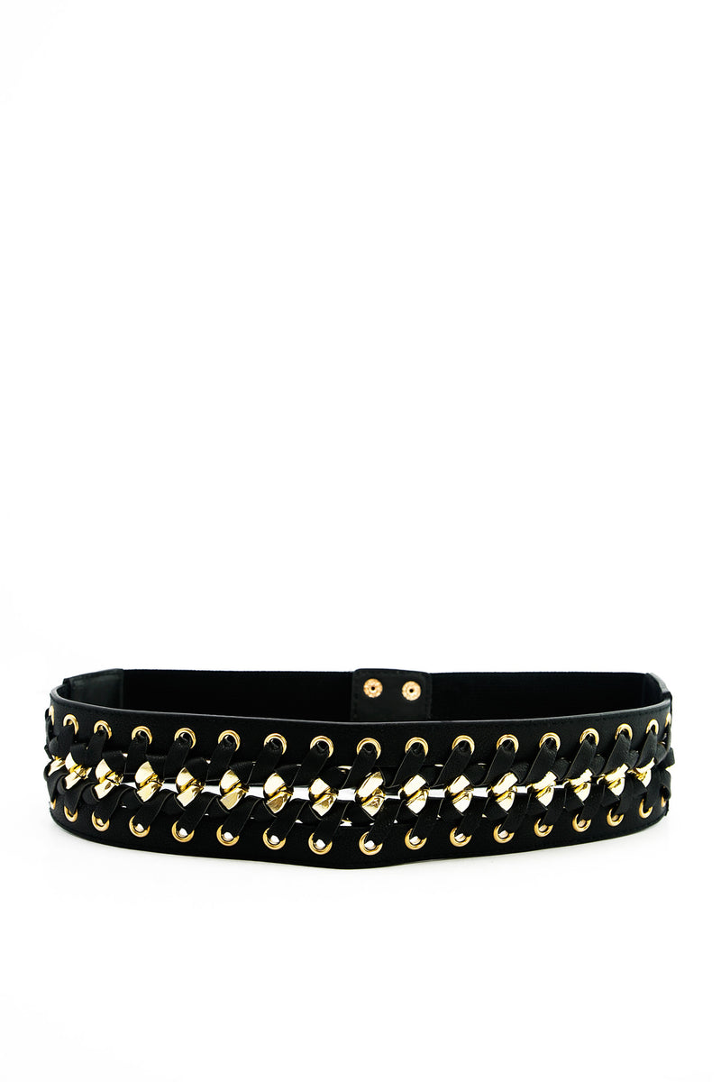 Stitched Gold Lace-Up Leather Belt - Haute & Rebellious