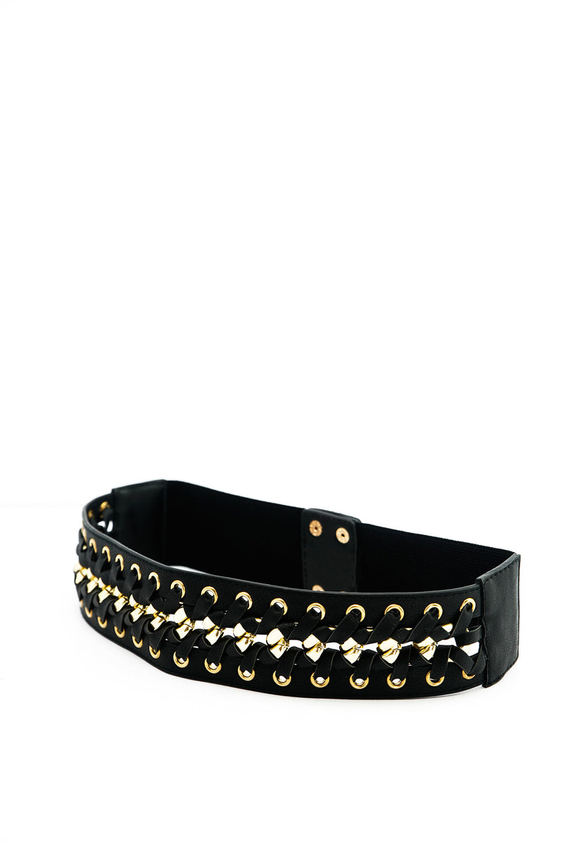 Stitched Gold Lace-Up Leather Belt - Haute & Rebellious