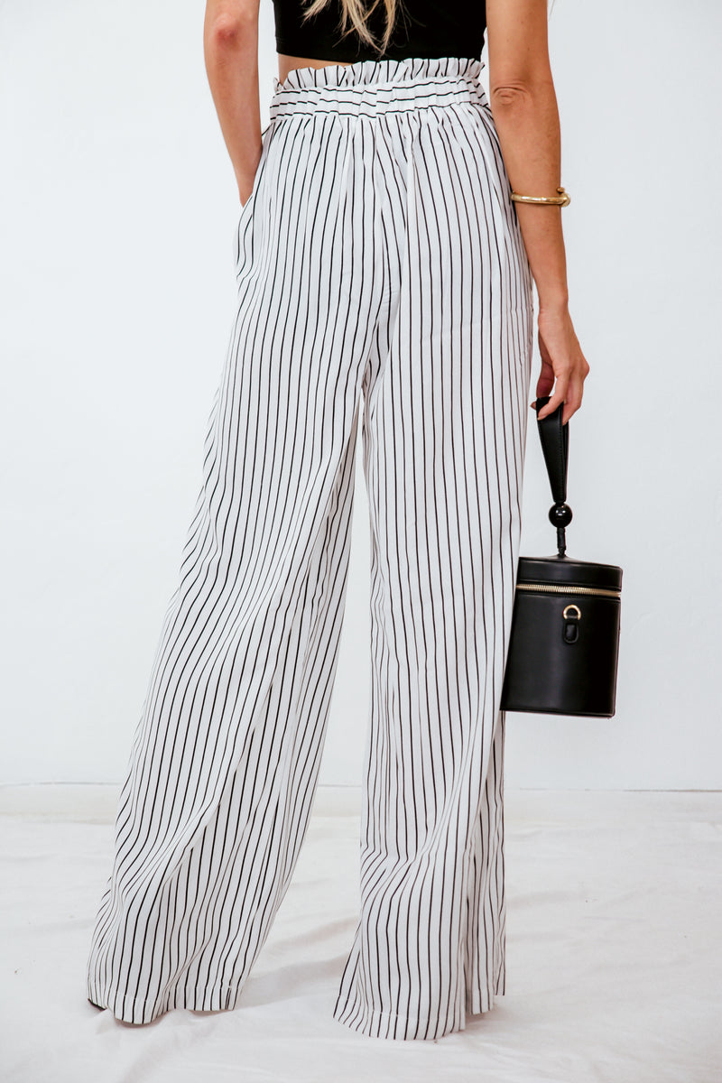 Striped Palazzo Pant with Tie Waist