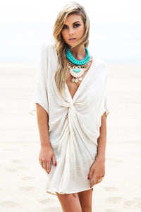 Hanah Linen Wrap Cover-Up - Cream - Haute & Rebellious