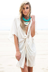 Hanah Linen Wrap Cover-Up - Cream - Haute & Rebellious