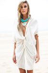 Hanah Linen Wrap Cover-Up - Cream - Haute & Rebellious