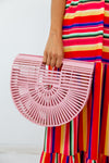 Bamboo Basket Bag - Pink