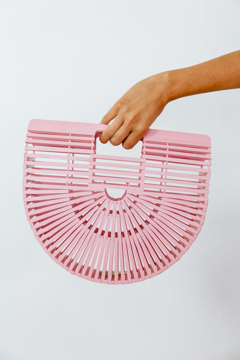 Bamboo Basket Bag - Pink