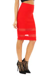 JENETTA MESH CONTRAST PENCIL SKIRT - Red - Haute & Rebellious