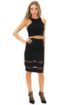 JENETTA MESH CONTRAST PENCIL SKIRT - Black - Haute & Rebellious