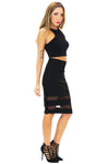 JENETTA MESH CONTRAST PENCIL SKIRT - Black - Haute & Rebellious