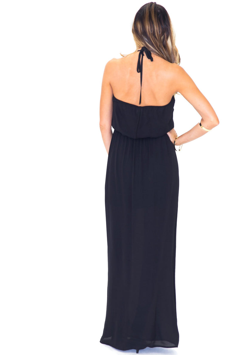 GISELLE RUFFLE MAXI DRESS - BLACK - Haute & Rebellious