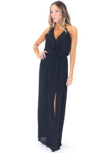 GISELLE RUFFLE MAXI DRESS - BLACK - Haute & Rebellious