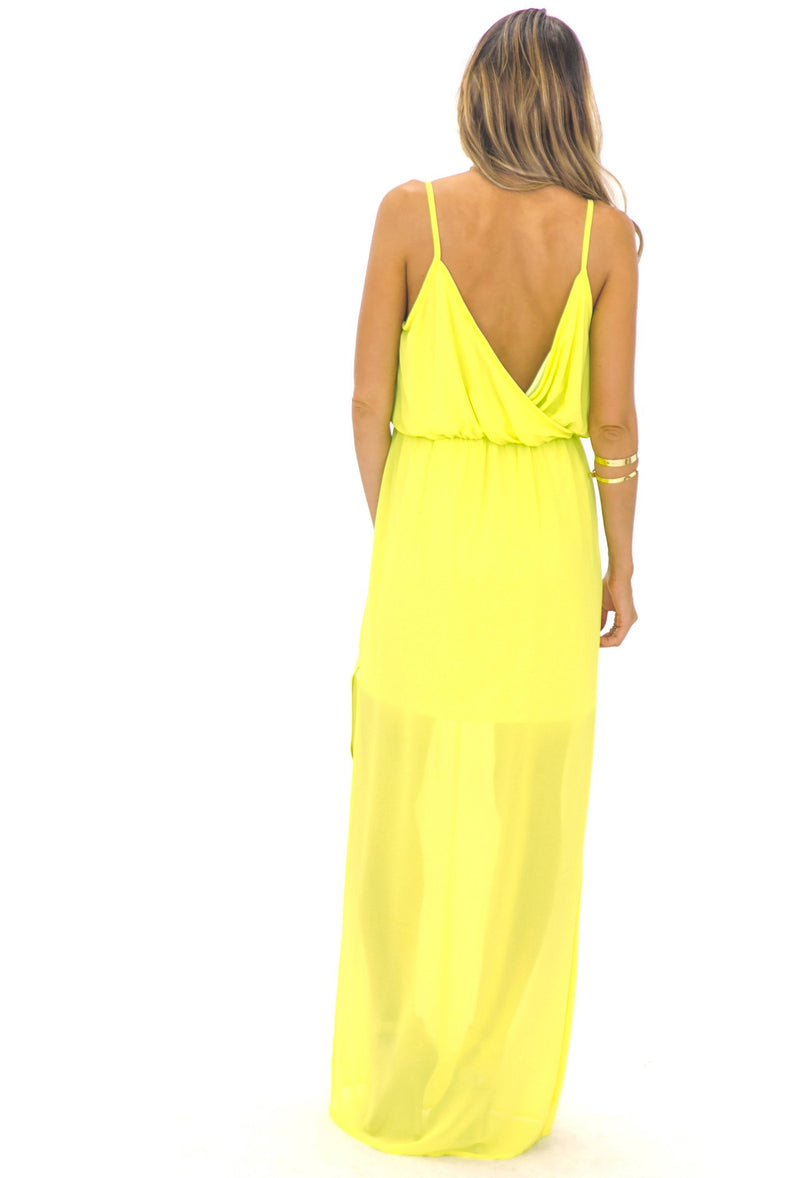 ALLISON CROSS BACK CHIFFON MAXI - LIME GREEN - Haute & Rebellious