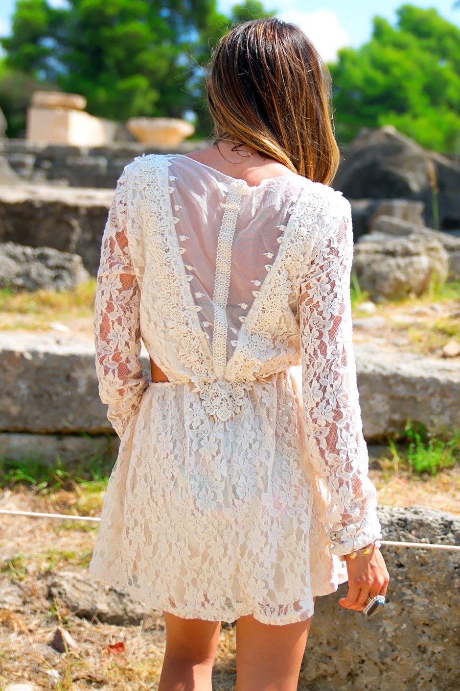 Maya Side Cutout Lace Dress - OFF White - S / OFF White / 01561 Maya Side Cutout Lace Dress - OFF White - S / OFF White / 01561