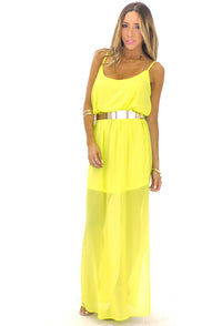 ALLISON CROSS BACK CHIFFON MAXI - LIME GREEN - Haute & Rebellious