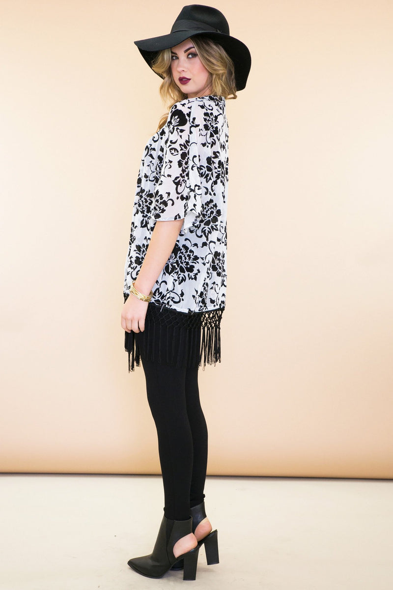 Ella Organza Floral Kimono - White - Haute & Rebellious