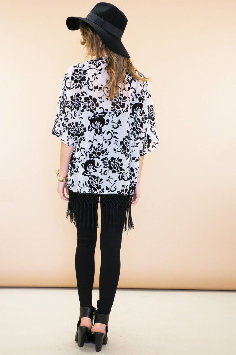 Ella Organza Floral Kimono - White - Haute & Rebellious