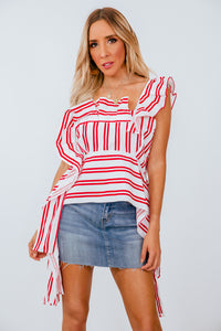 Striped Blouse with Tie Detail