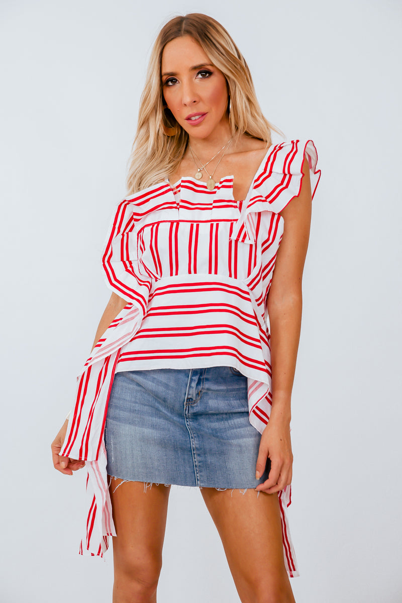 Striped Blouse with Tie Detail