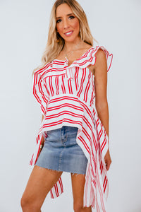 Striped Blouse with Tie Detail