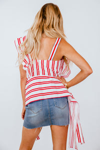 Striped Blouse with Tie Detail