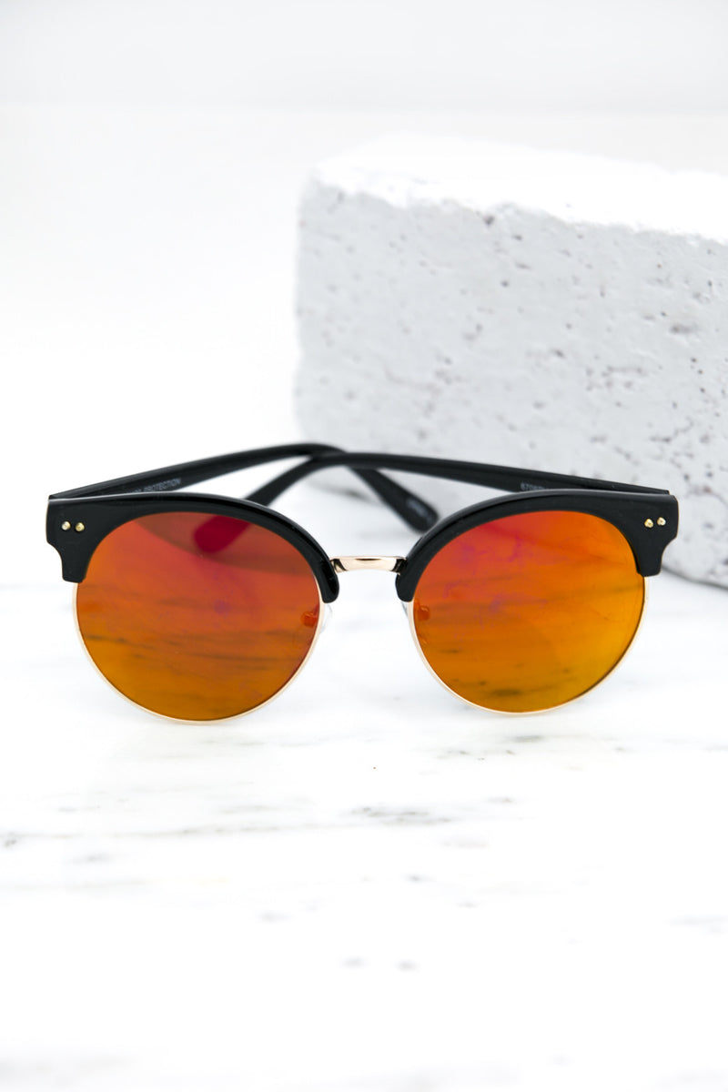 Road Ahead Reflective Sunglasses - Black/Orange - Haute & Rebellious