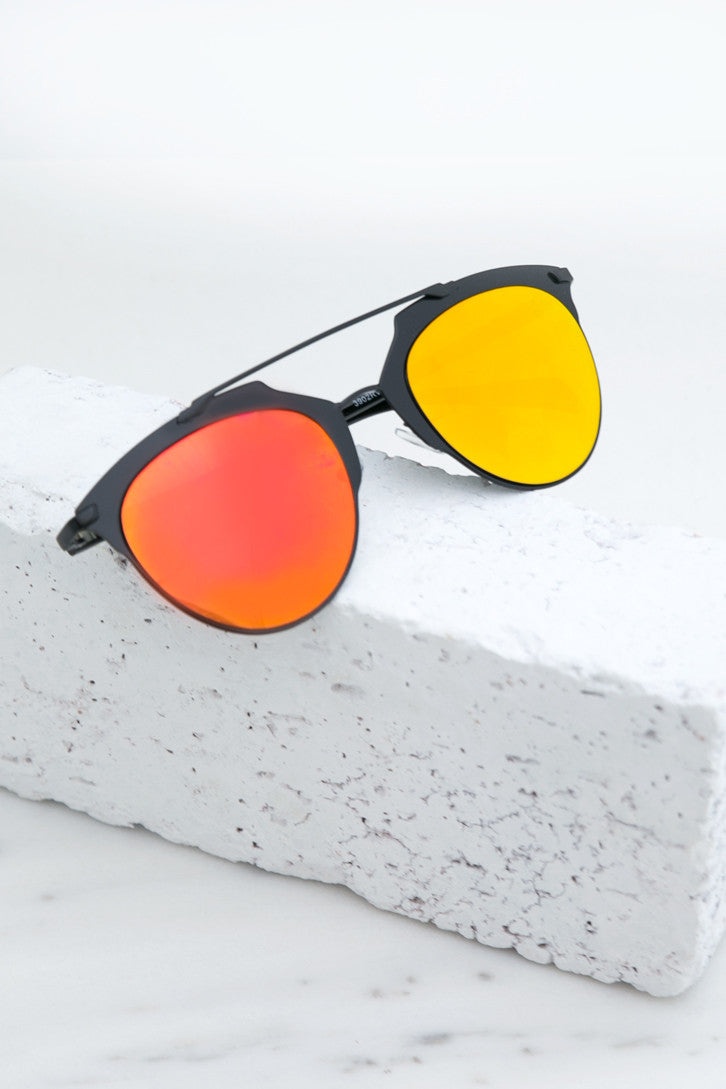 Skylar Reflective Sunglasses - Black/Orange - Haute & Rebellious