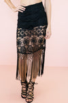 Nora Crochet Fringe Shorts - Black - Haute & Rebellious