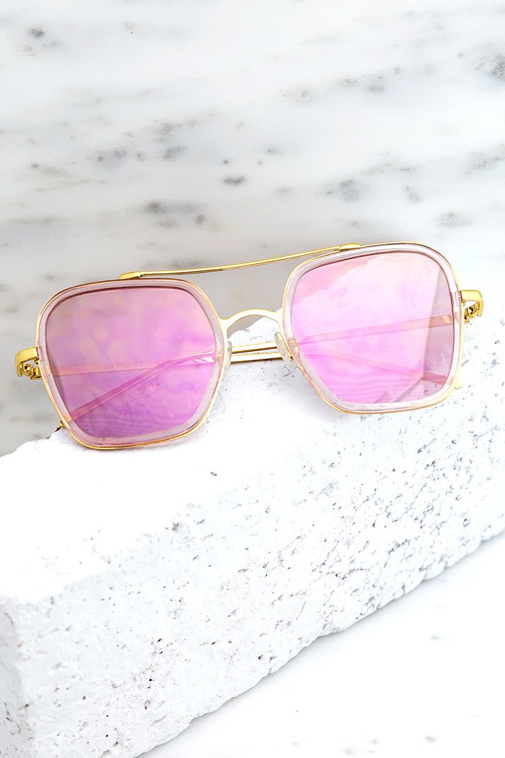 Harpers 70's Sunglasses - Gold/Pink - Haute & Rebellious