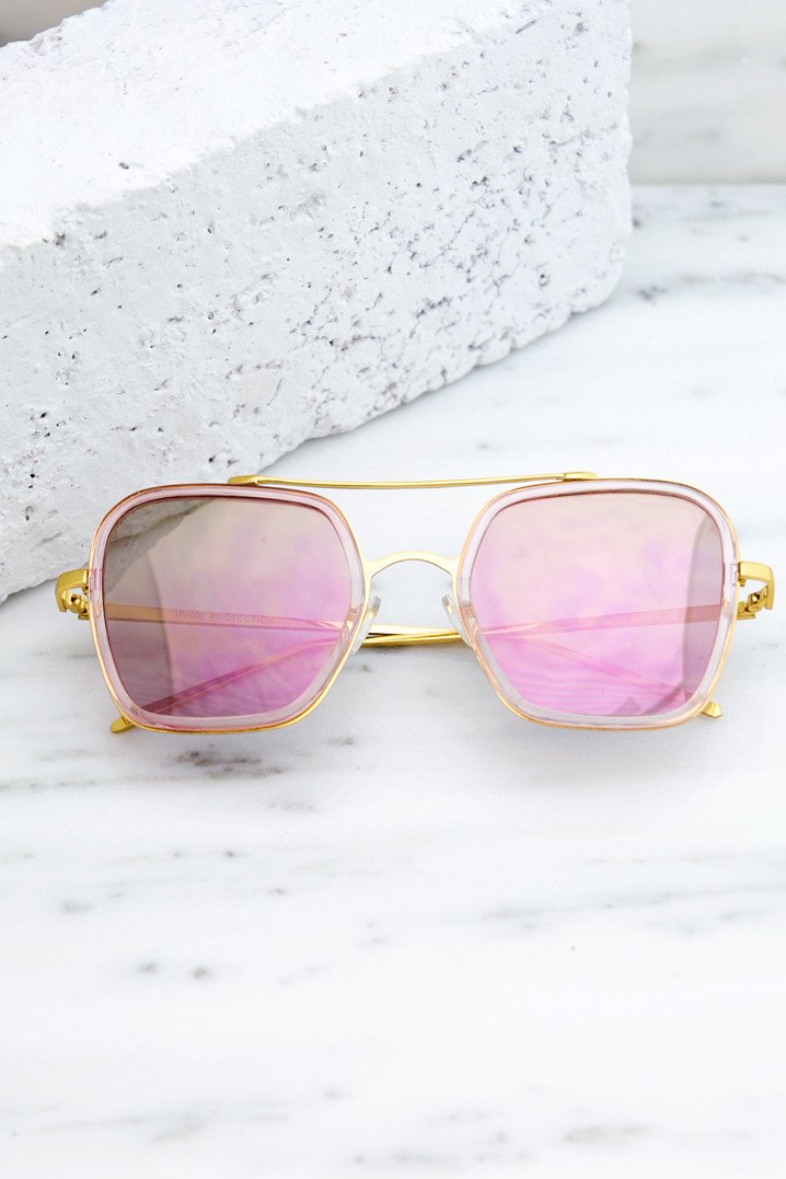 Harpers 70's Sunglasses - Gold/Pink - Haute & Rebellious
